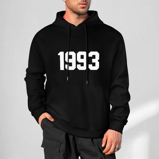 1993 Year Logo Pure Cotton Hoodie - Black