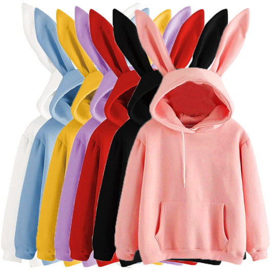 Women's Harajuku Hooded Rabbit Sweatshirt - Playful Casual Style