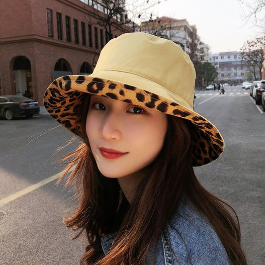 Reversible Two-Sided Leopard Black Bucket Hat
