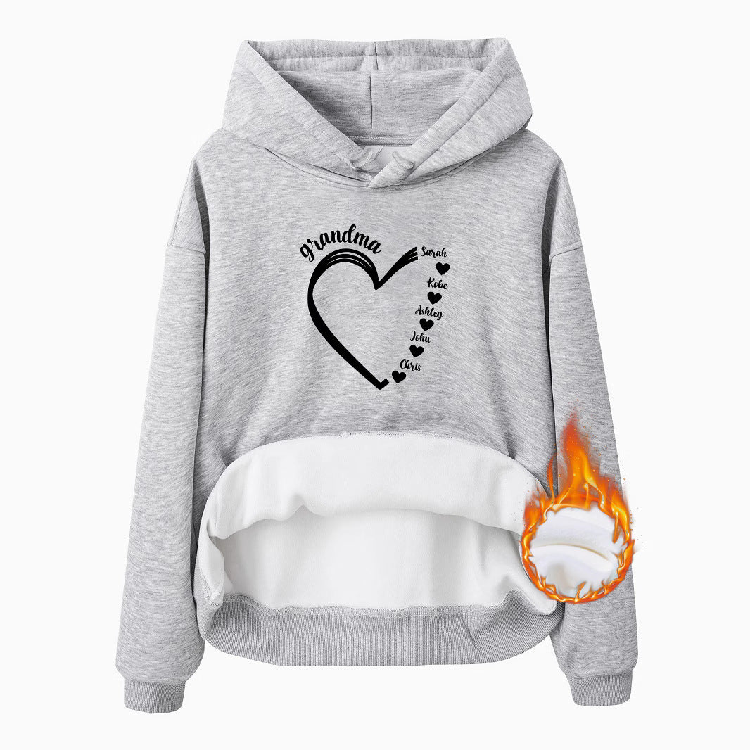 Top Hoodie with Grandma Love Pattern