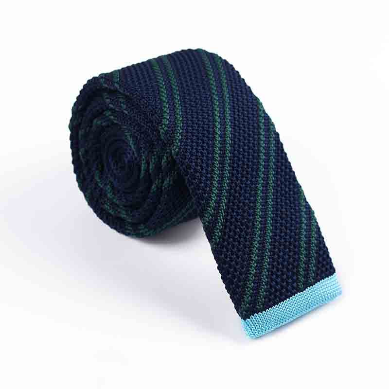 Twill Knitted Tie - Men's Stripe Contrast Tie