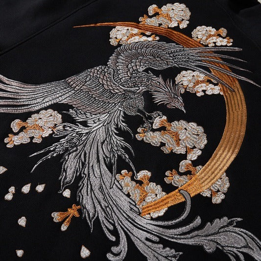 Embroidered Dragon Hoodie - Harajuku Style Cotton Coat
