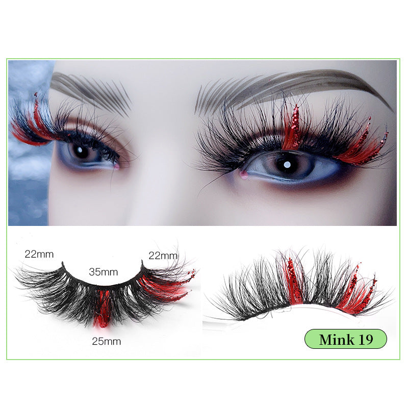 Bright Pink Mink Hair 25mm Faux Eyelashes with Sequins