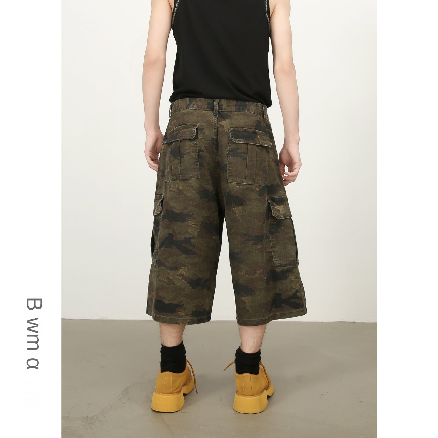 Retro Camouflage Wide-Leg Seven-Quarter Pants