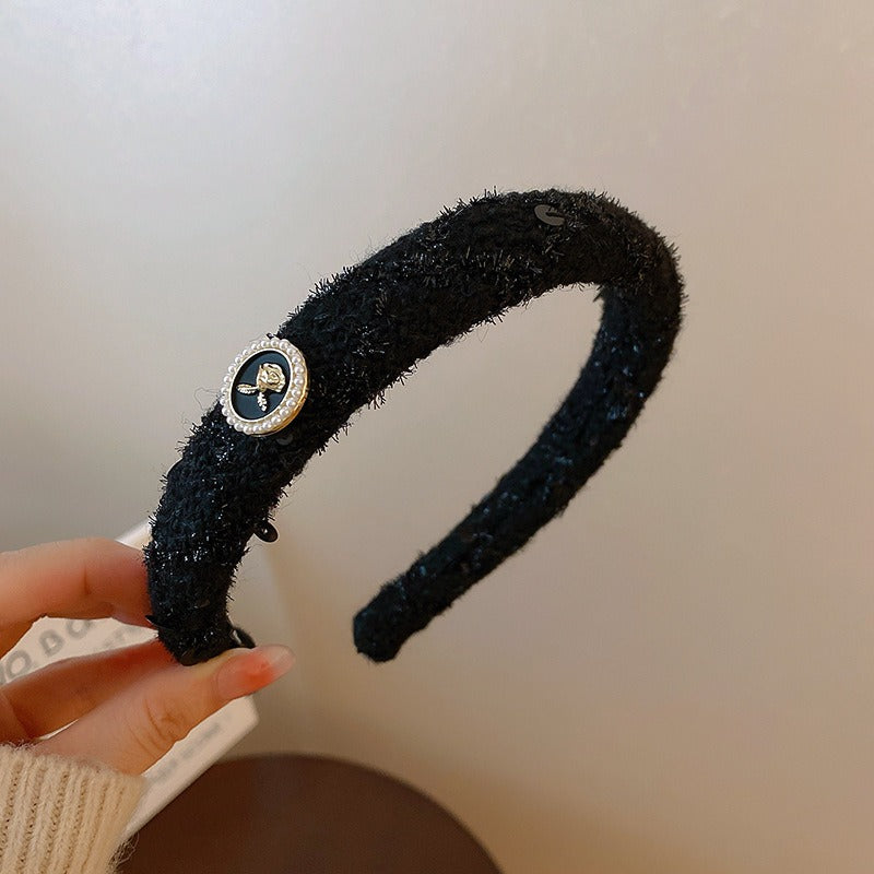 Black And White Plaid Woven Headband