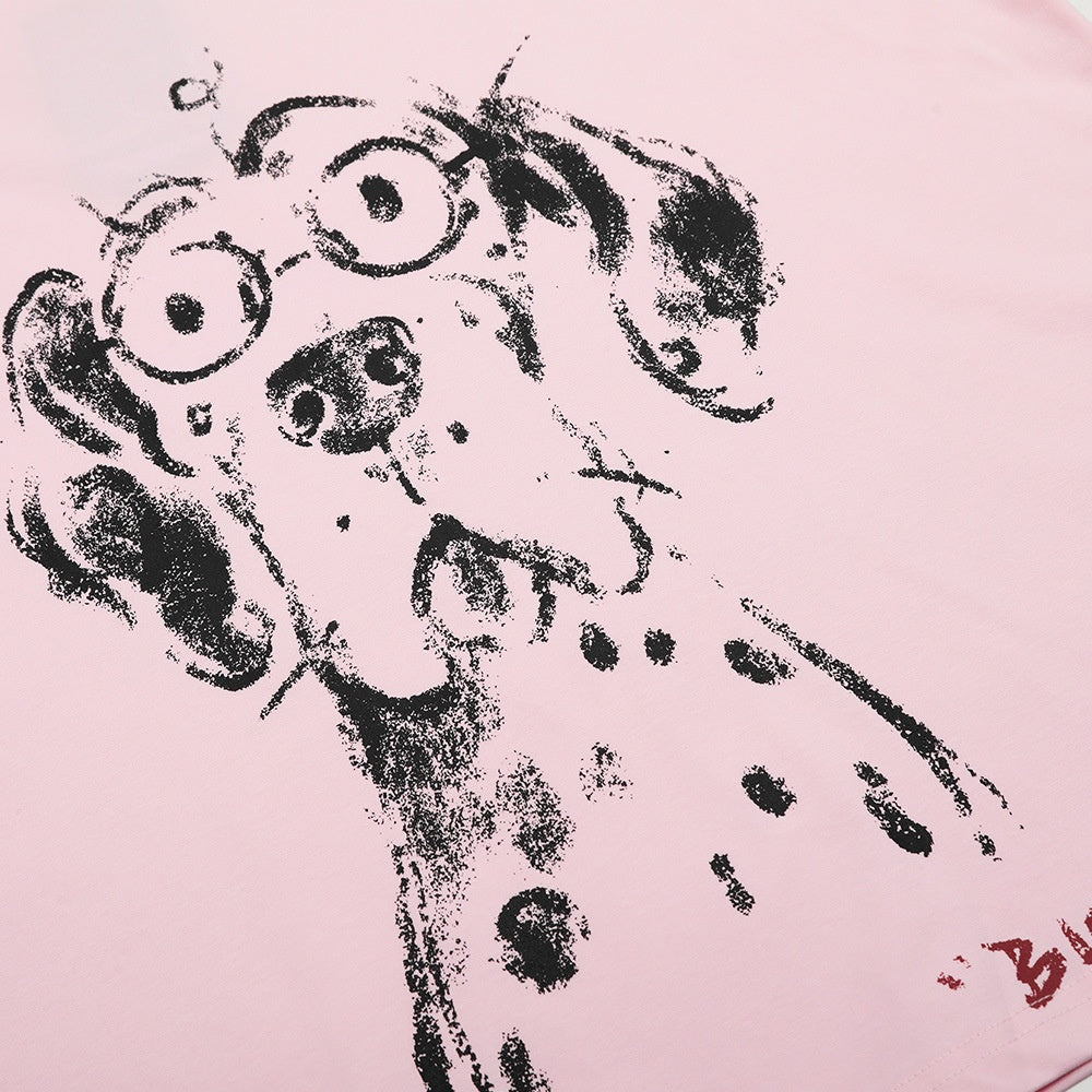 Cartoon Dog Print Short Sleeve T-Shirt