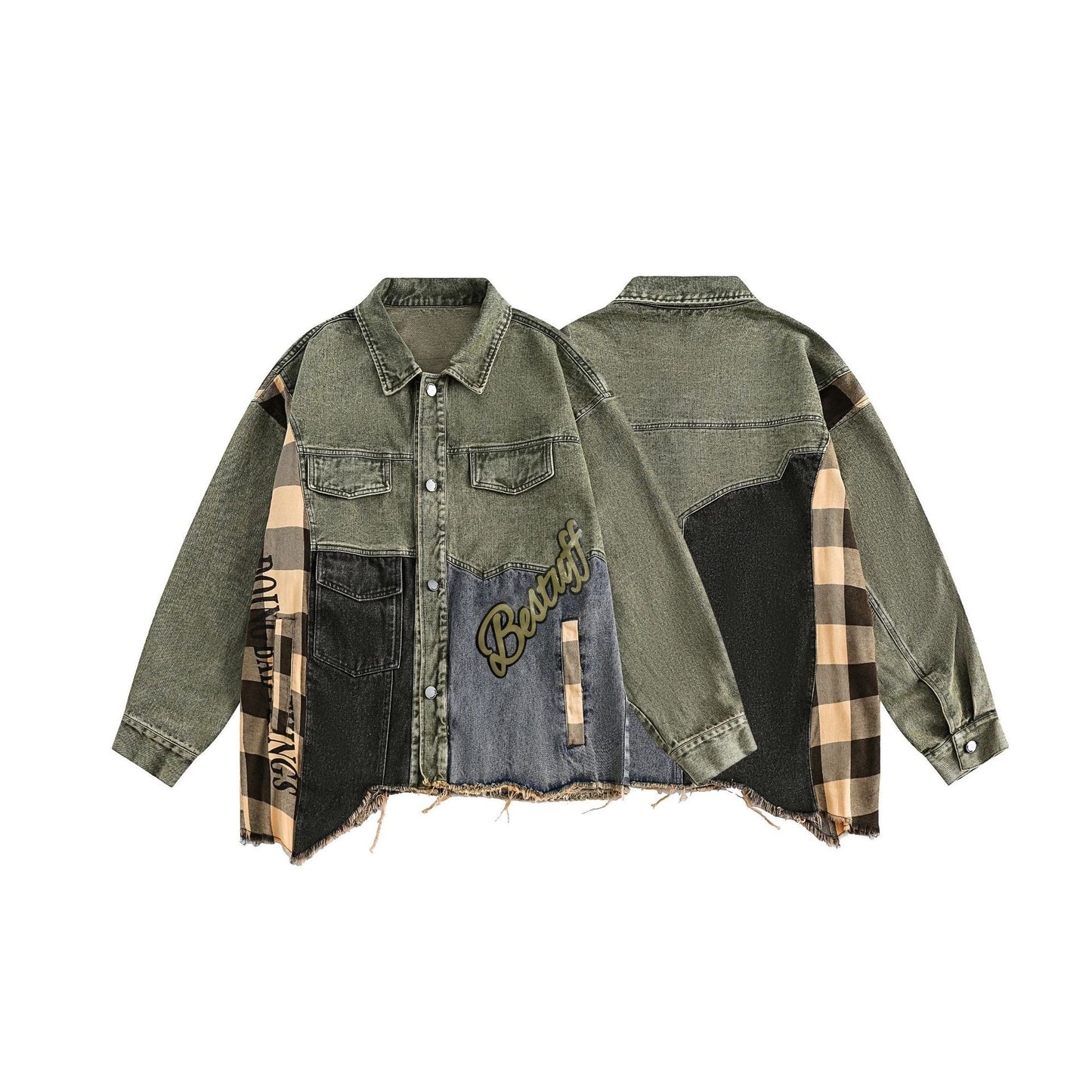 Retro Stitched Embroidered Denim Jacket
