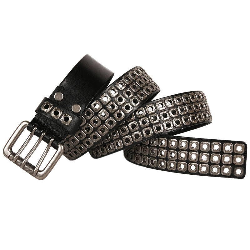 Harajuku Style Cowhide Rivet Belt for Women