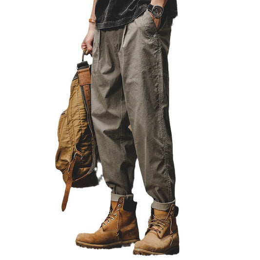 Harajuku Style Retro Work Pants - Trendy Casual Khaki Trousers