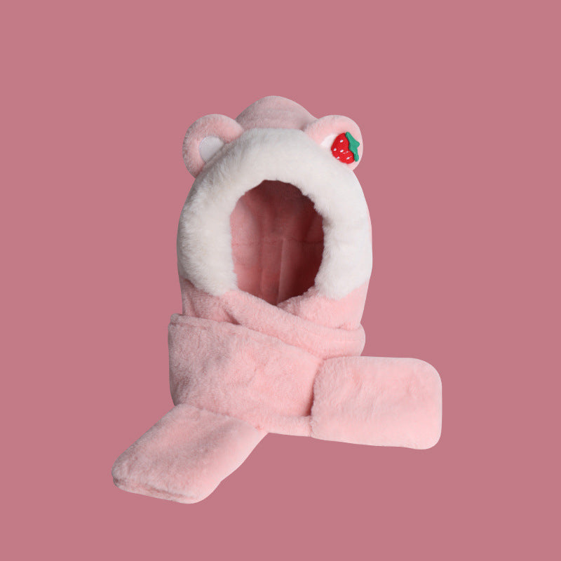 Harajuku Style Winter Bear Hat Scarf Gloves Set