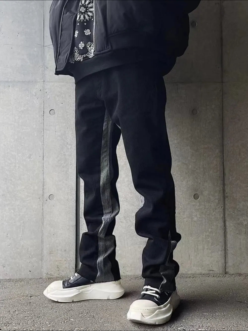 Men's Flared Contrast Bootcut Jeans
