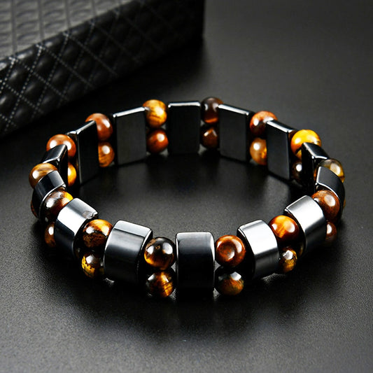 Double Hematite Tiger's Eye Charm Bracelets