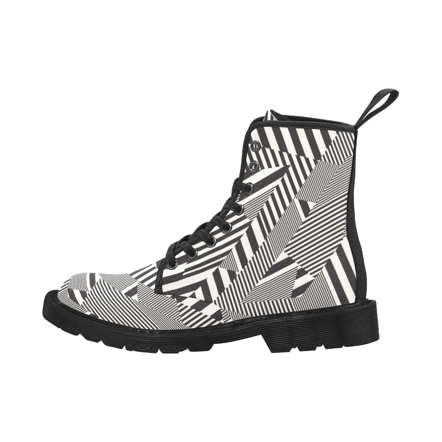 Black and White Zig Zag Canvas Boots