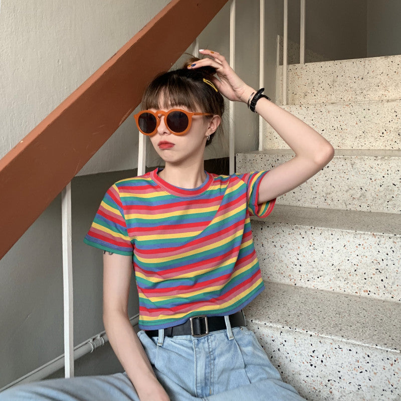 Rainbow Stripe Short Sleeve T-Shirt