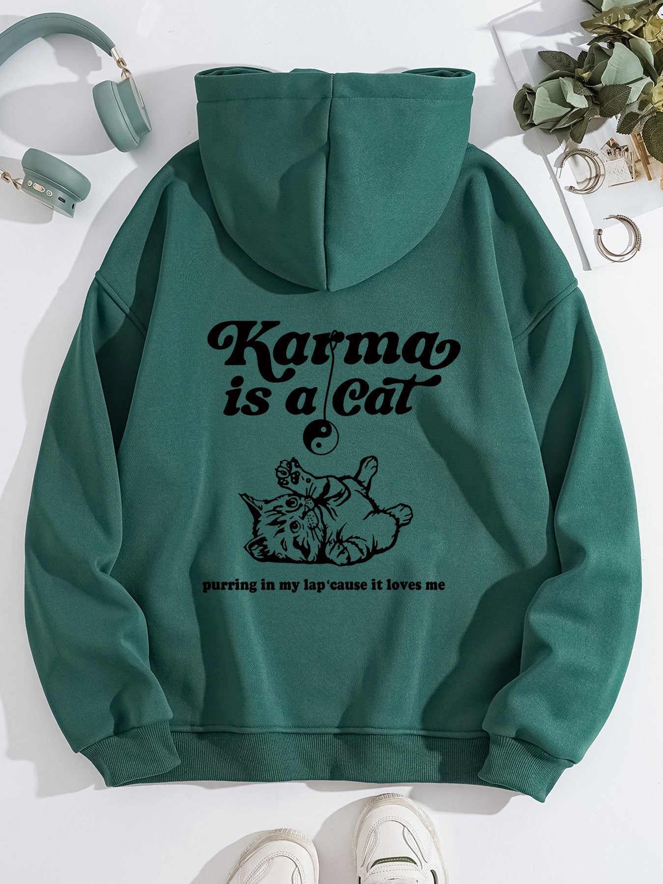 Hooded Long Sleeve Fleece Hoodie with Kangaroo Pocket