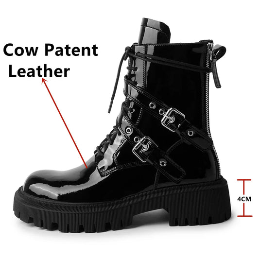 Harajuku Style Genuine Leather Ankle Boots for Women