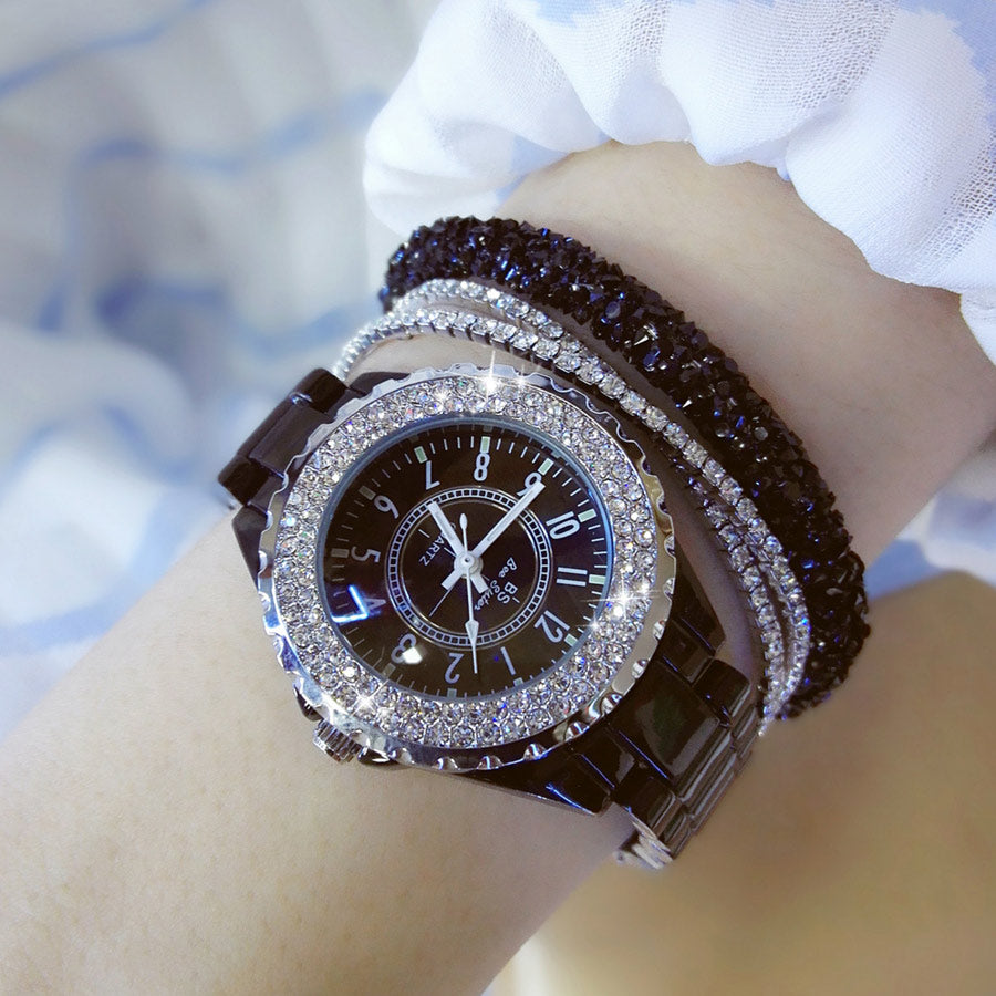 BS Bee Sister White Ceramic Luxury Watch for Women