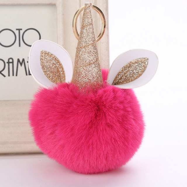 Unicorn PomPom Keychain