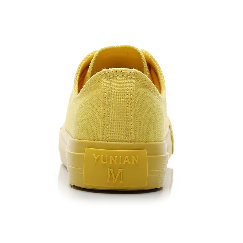 Harajuku Style Canvas Sneakers - Lemon Yellow & Pure White
