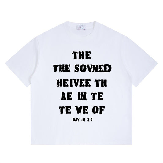 Unisex Harajuku Style Letter Printed Round Neck T-Shirt