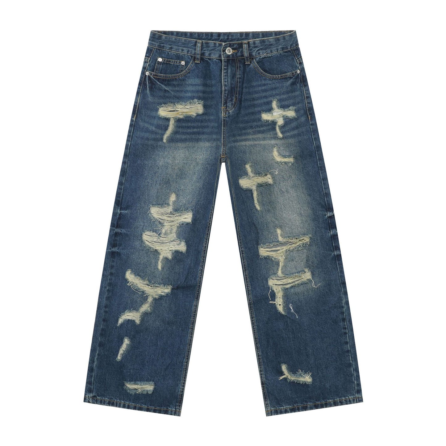 Men's High Street Harajuku Distressed Denim Pants
