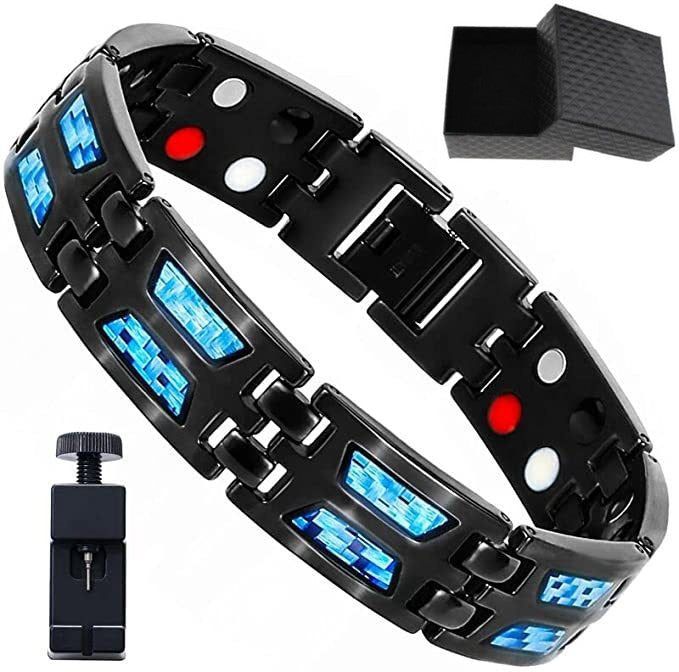 Bold Carbon Fiber Wide Magnet Bracelet for Men