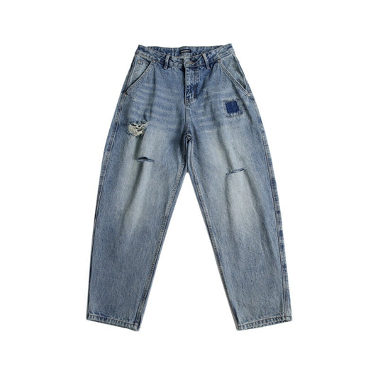 Harajuku Style Ripped Patch Jeans for Men