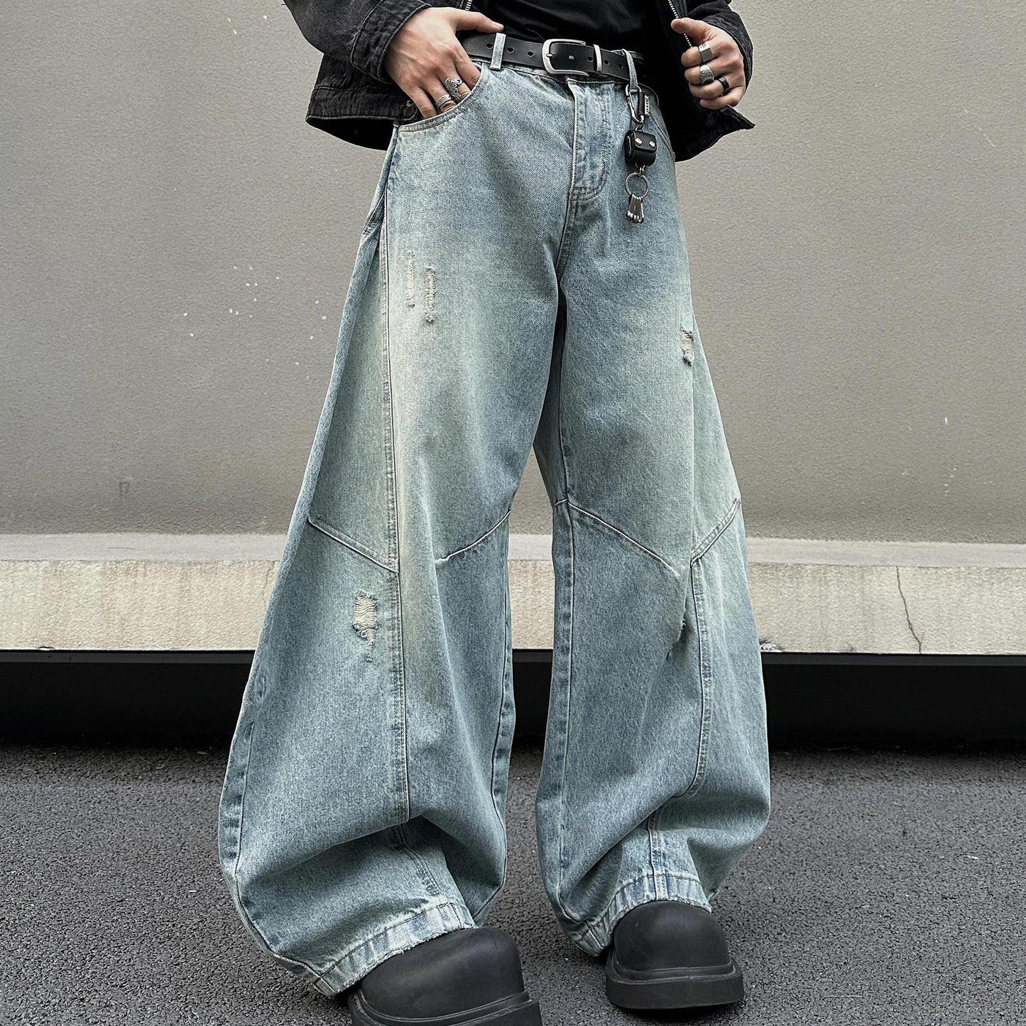 Retro Wide Leg Ripped Casual Pants