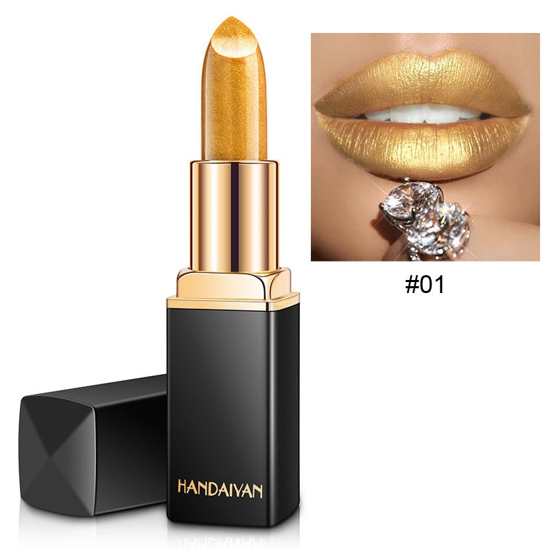 Shiny Metallic Pearlescent Color Change Lipstick - Gold