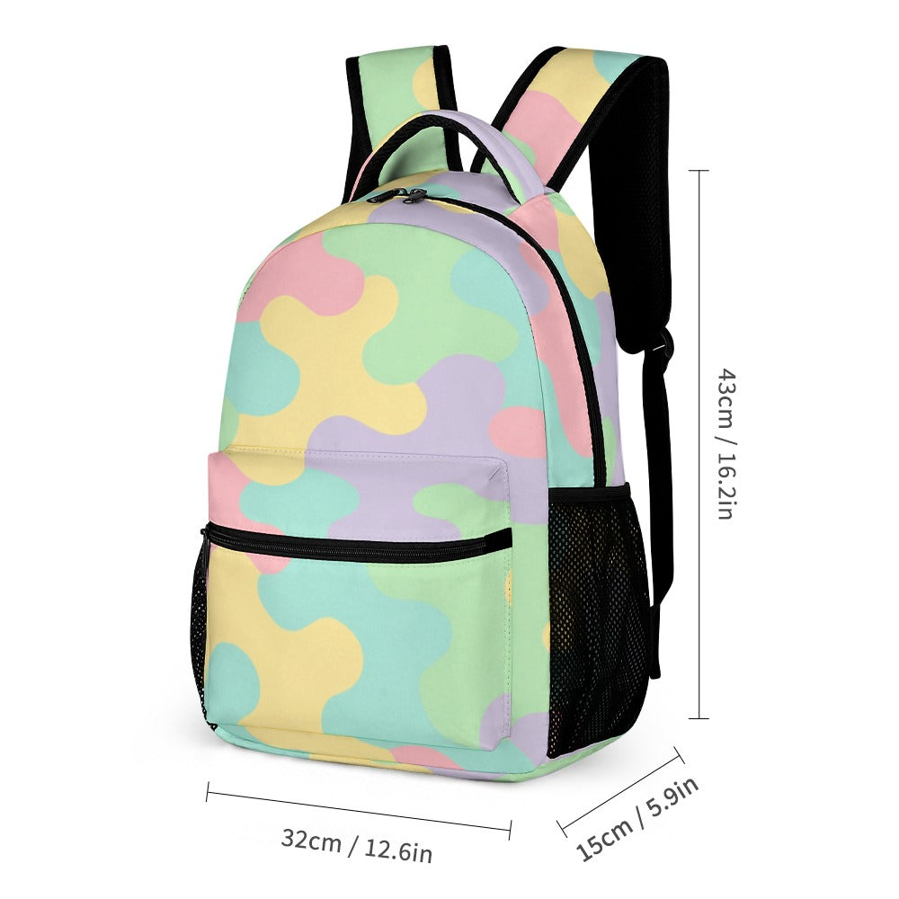 Pastel Camo Three-Piece Backpack Bag Set
