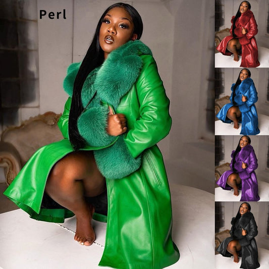 Harajuku Style Large Fur Collar Zipper Coat