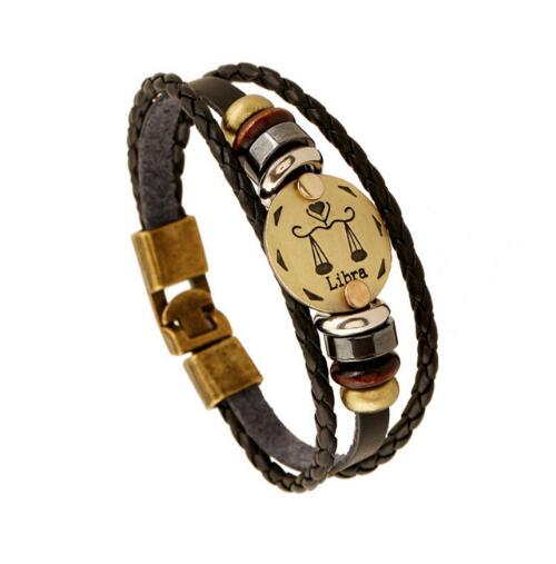 Zodiac Signs Bracelet with Bronze Alloy Buckles