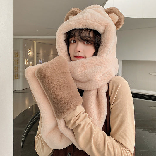 Playful Winter Bears Hat Gloves Scarf Set
