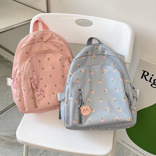 Floral Nylon Backpack - Harajuku Style School Bag