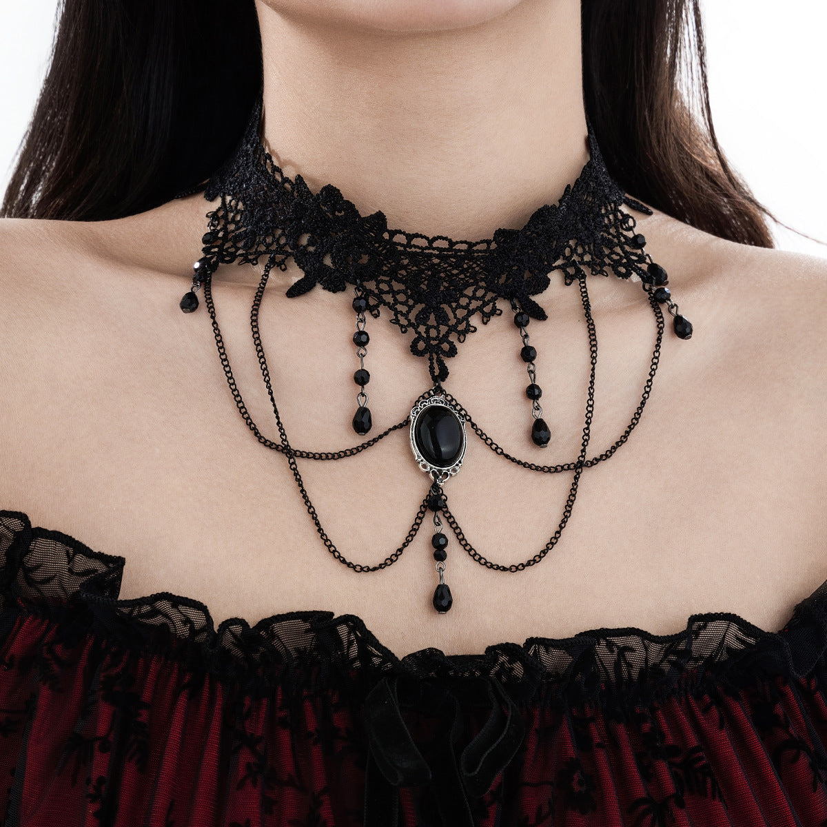 Harajuku Style Black Lace Collarbone Chain Necklace