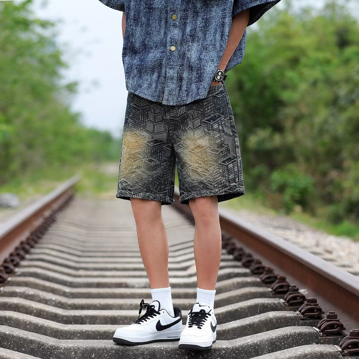 Vintage American Jacquard Summer Shorts
