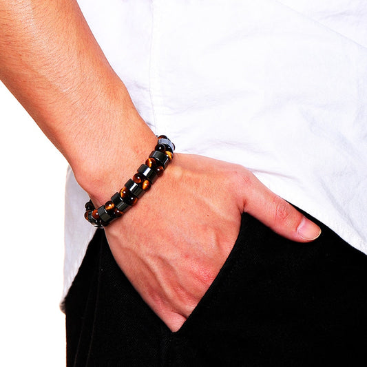 Double Hematite Tiger's Eye Charm Bracelets