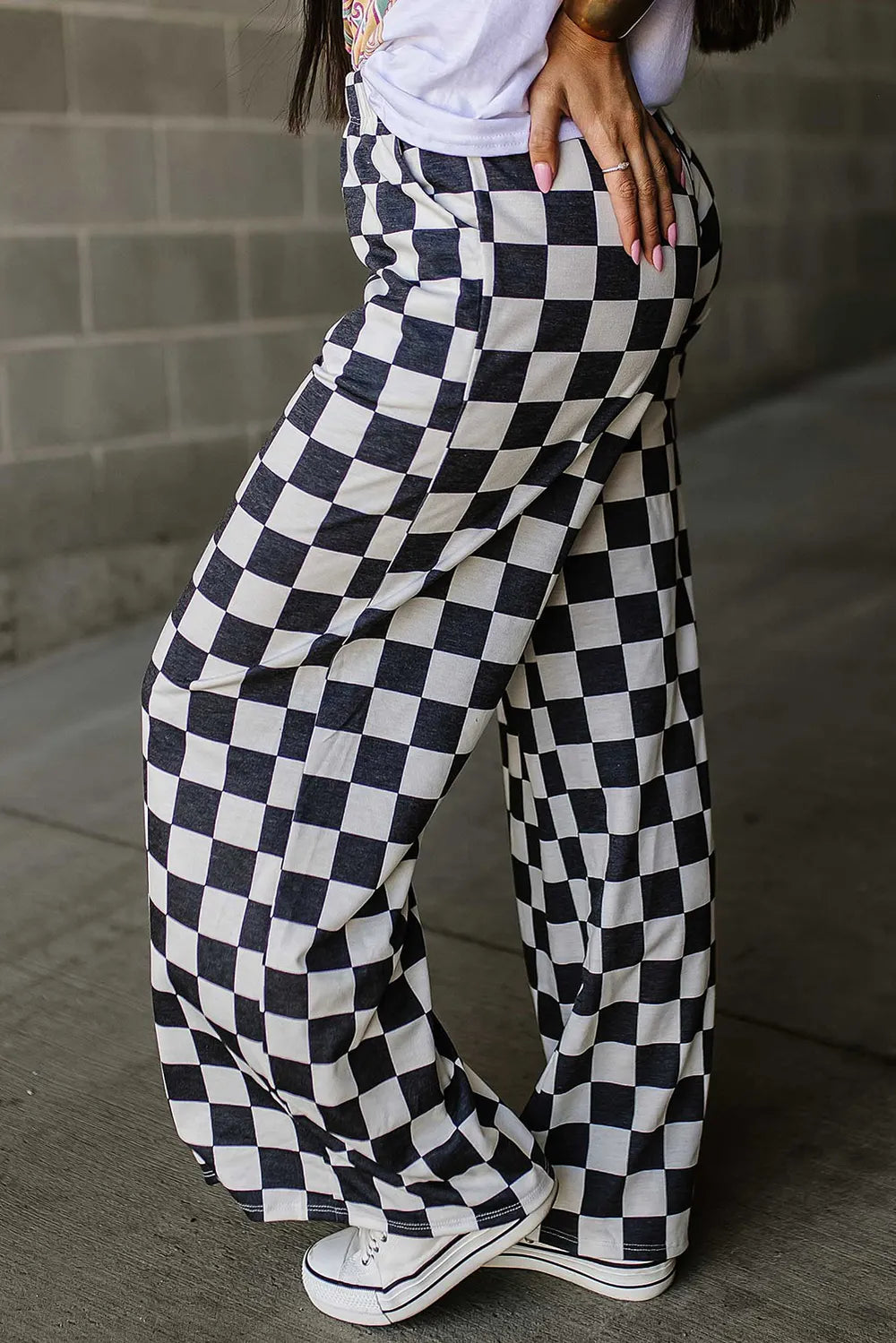 Playful Checkered Wide Leg Pants