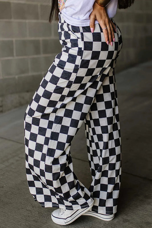 Playful Checkered Wide Leg Pants