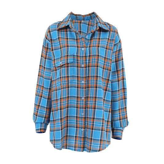 Retro Plaid Long Sleeve Shirt for Harajuku Style