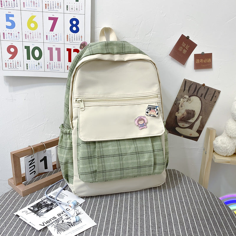 Playful Plaid Postman Schoolbag for High School Students