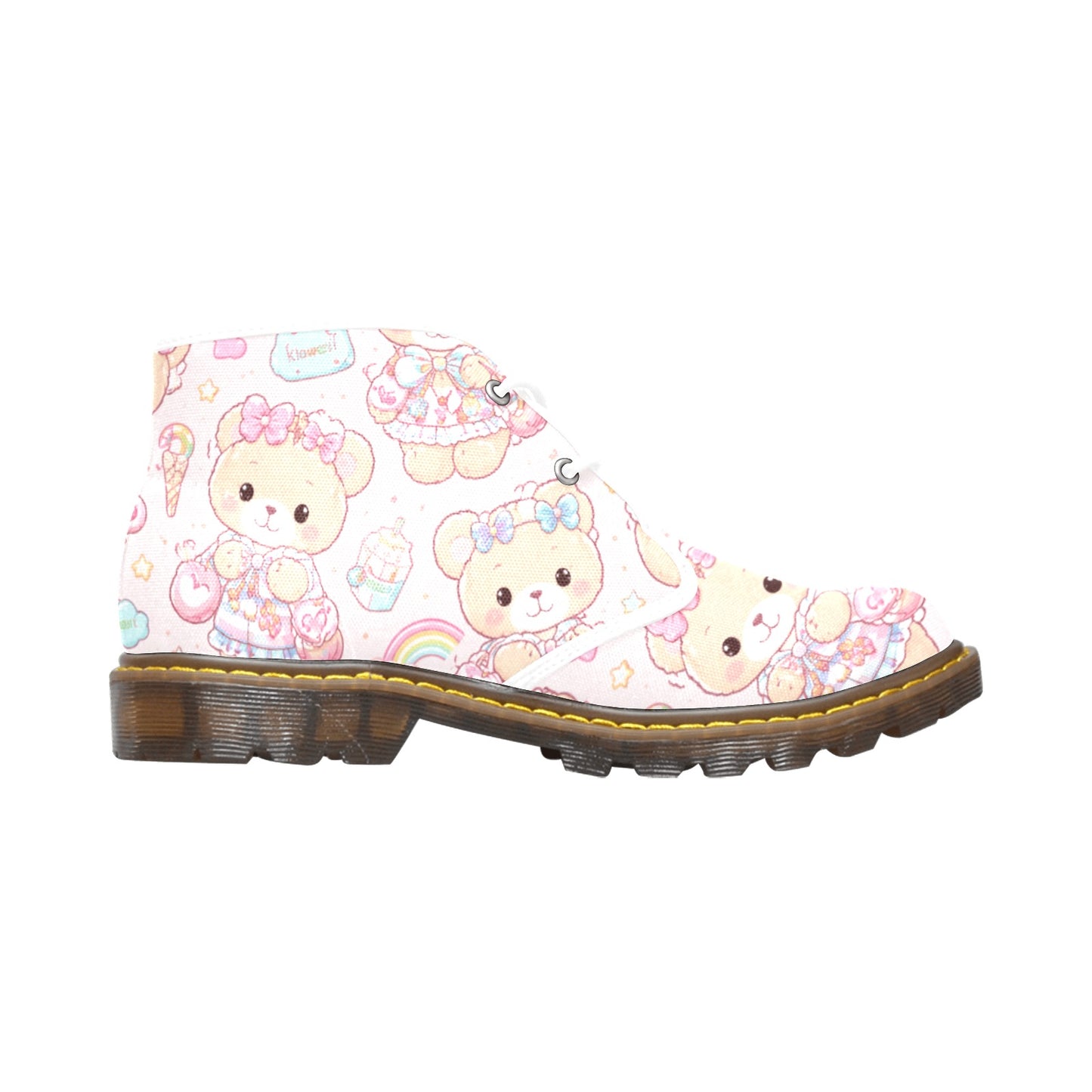 Harajuku Teddy Boots Women's Mid Top Canvas Chukka Boots