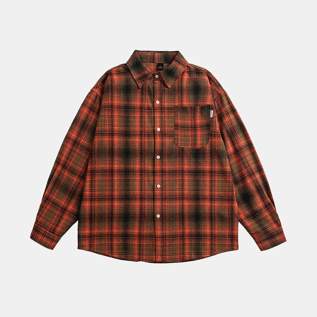 Casual Long Sleeve Checkered Plaid Shirt Loose Fit Design