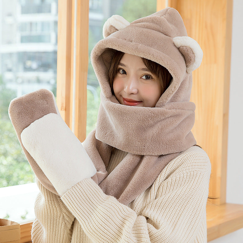 Playful Winter Bears Hat Gloves Scarf Set