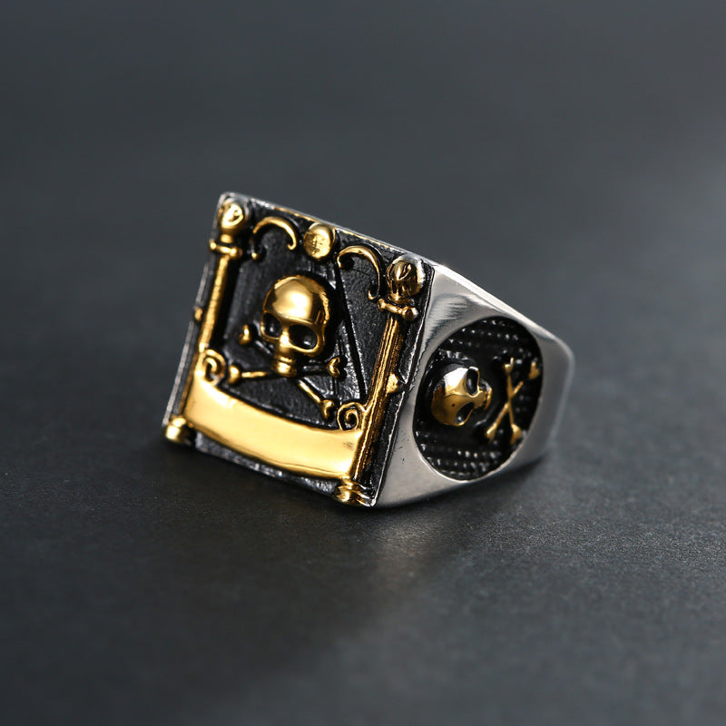 Harajuku Style Silver Plated Skull Ring for Men