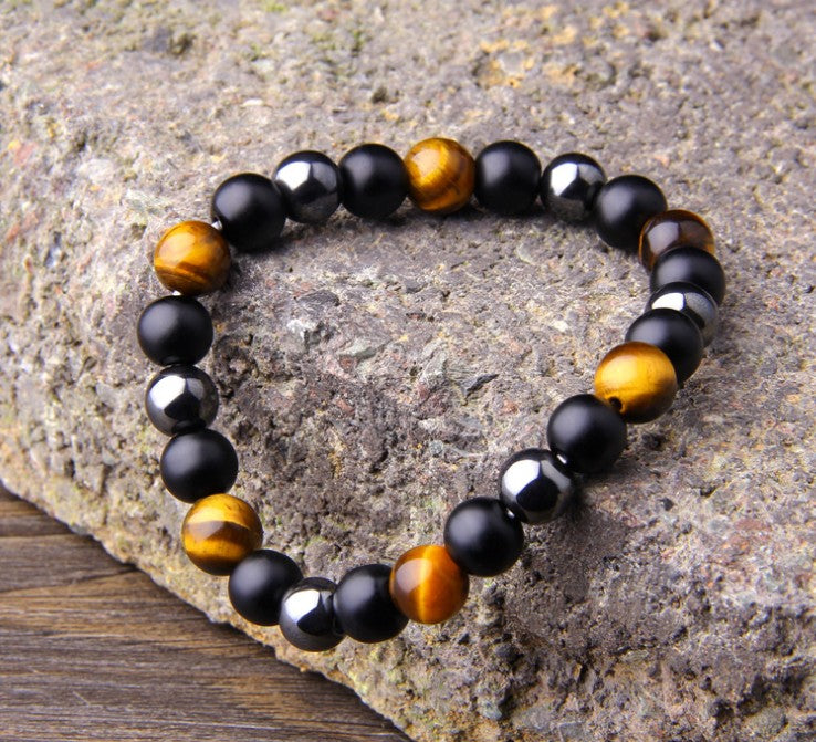 Men's 6mm 8mm 10mm Tiger's Eye Obsidian Hematite Bracelet