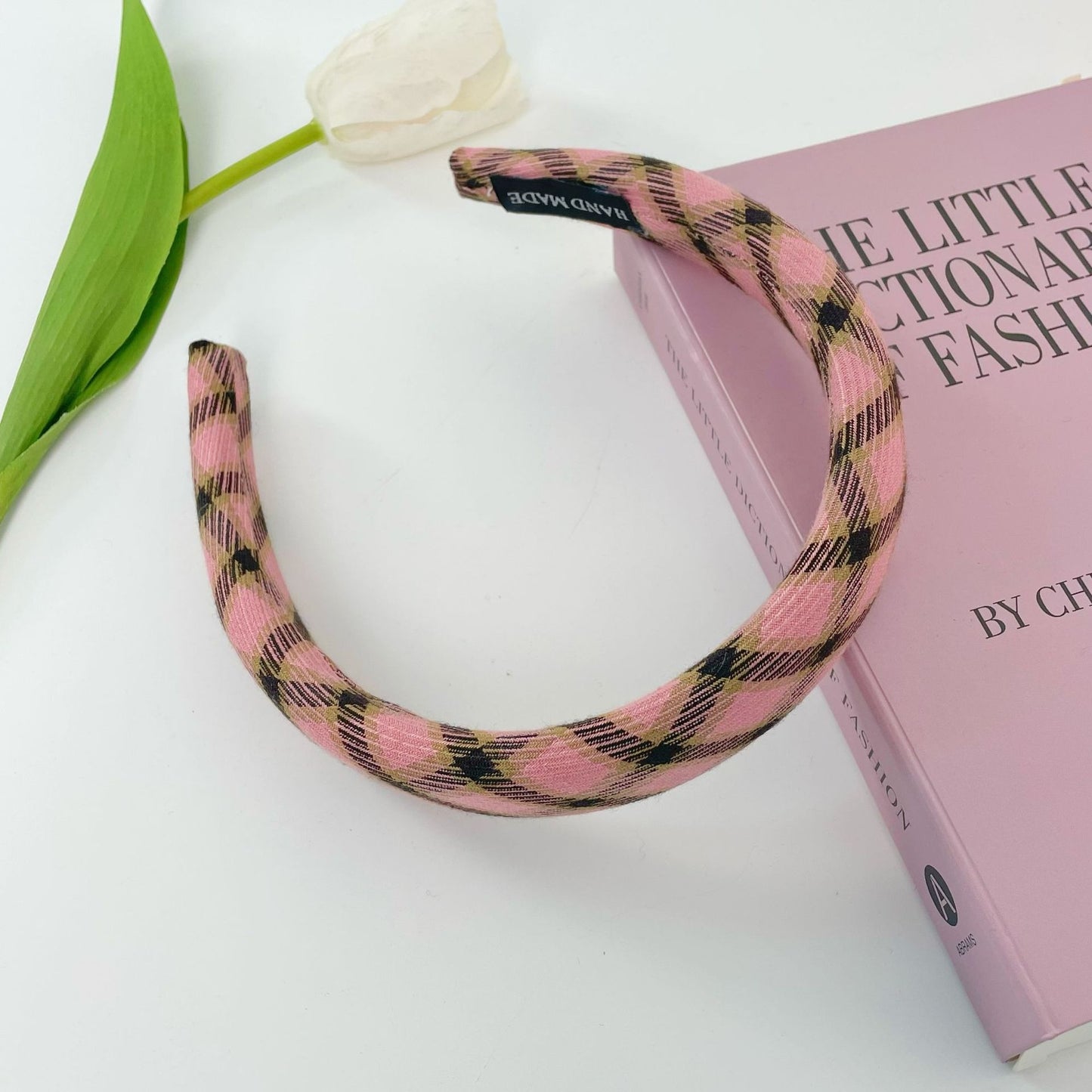 Korean Cute Flower Plaid Plush Hair Hoop
