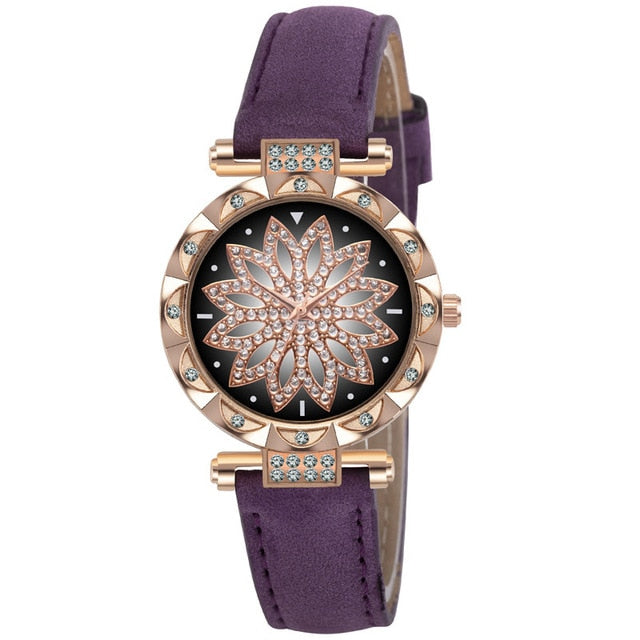 Starry Sky Leather Strap Watch for Women