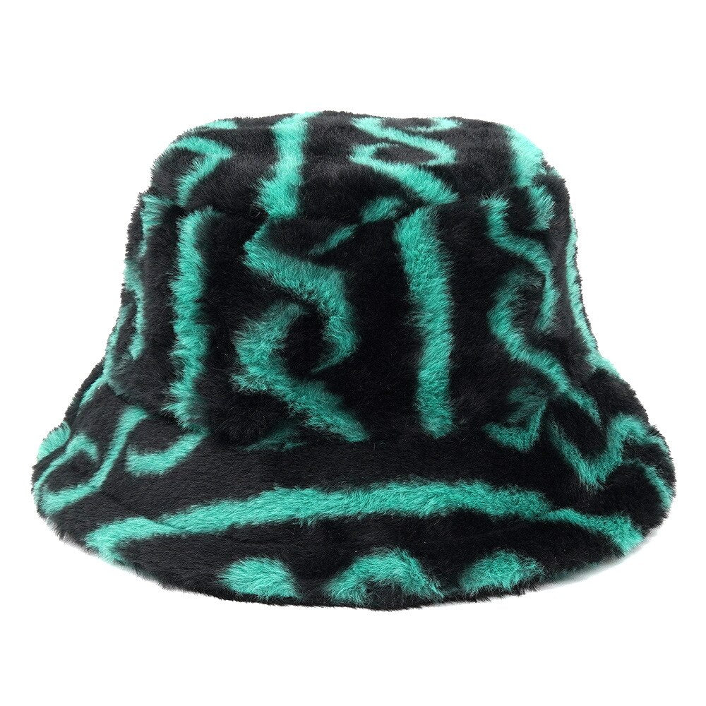 Camouflage Faux Fur Bucket Hat - Warm & Stylish Fisherman Hat