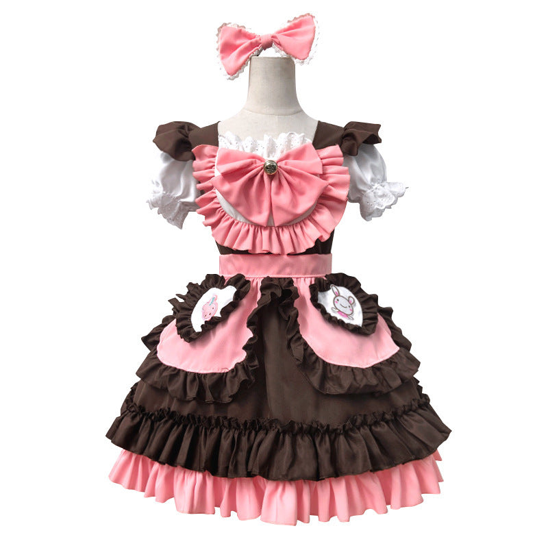 Cute Rabbit Maid Costume for Women Coffee Shop Girl Uniform, Butterfly Step Servant Outfit Restaurant Uniform